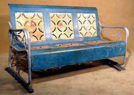 Vintage 1930s Blue And White Porch Glider Vintage Metal Glider Metal Lawn Chairs Lawn Furniture
