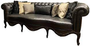 Besoin d'un canapé cuir ? Casa Padrino Canape Chesterfield Baroque De Luxe En Cuir Noir 250 X 95 X H 83 Cm Canape De Salon En Cuir Veritable De Style Baroque Noble Et Magnifique
