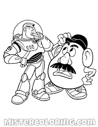 Buzz Lightyear And Mr Potato Head Thinking Toy Story Coloring Page Toy Story Coloring Pages Mermaid Coloring Pages Cartoon Coloring Pages