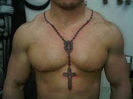 Rosary Chest Tattoo Rosary Tattoo Neck Tattoo Neck Tattoos For Men