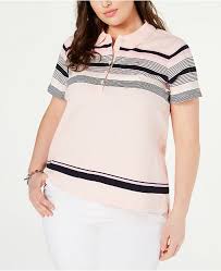 Plus Size Striped Polo Top Created For Macys