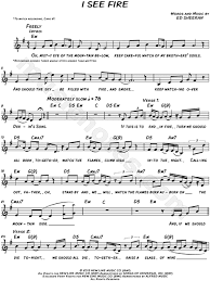 Ed Sheeran I See Fire Sheet Music Leadsheet In E Minor Download Print I See Fire Violin Sheet Music Sheet Music