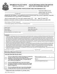Criminal Records Check - Vulnerable Service Form - City Of Miramichi