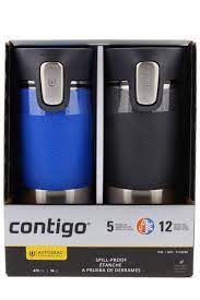 We can cycle between the two since they're nice and basic colors. Contigo Autoseal Stainless Steel Spill Proof Travel Mug 16oz Stock Blue Gray 2 Pack Amazon Ae