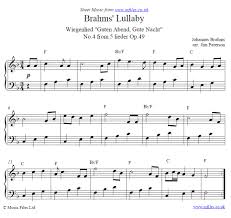 Johannes Brahms Lullaby Cradle Song Or Wiegenlied For Piano Solo Classical Pdf Sheet Music And Download Midi Mp3 Files