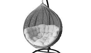 Fauteuil Suspendu Cocoon En Aluminium Haut De Gamme Finition Structure Grise Coussin Blanc Fauteuil Cocoon Haute Chaises Pivotantes Fauteuil Cocoon Chaise