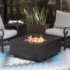 Red Ember Bozeman Square Propane Fire Table With Optional Tank Hideaway From Hayneedle Com Fire Table Gas Firepit Fire Pit Table