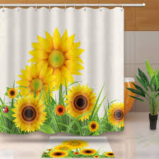 Shower curtains (36 items found). Waterpr Bathroom Shower Curtain Sunflower Shower Curtains Set 12 Hooks Included Garden Curtains Edemia Home Garden