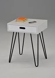 Reclaimed teak wood arrondi steel nightstand. White Side End Table Nighstand Black Metal Legs With One Https Www Amazon Com Dp B072r254w5 Ref Cm Sw R Pi Dp U X Nighstand End Tables Mid Century Style