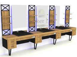 Friseursalon Spiegel Station Spiegel Barbier Tische Berber Lux Company Friseurstuhle Turkey Resepsiyonlar Kuaforler Dekorasyon