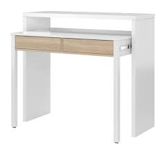 2 En 1 Console Bureau Pure Blanc Et Imitation Chene Console Bureau Bureau Extensible Bureau Cache