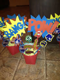 Colors are red, yellow and blue. Superhero Baby Shower Decorations Online