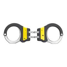 Each cuff has a rotating arm which engages with a ratchet that prevents it from being opened once closed around a person's wrist. Asp Handcuffs Ultra Hinge Identifier Yellow Levelfour Your Tactical Gear Store
