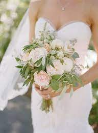 Pink, white, brown, other colors; Simple White Green And Blush Wedding Bouquet From Willi Wildflower Photo Christina Mcneill Blush Bouquet Wedding Elegant Wedding Bouquets Blush Wedding