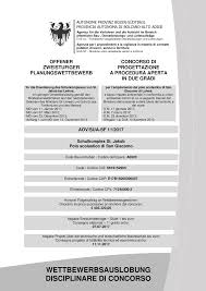 WETTBEWERBSAUSLOBUNG DISCIPLINARE DI CONCORSO