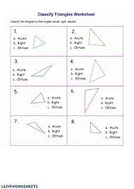 Angles In A Triangle Worksheet Classify Triangles Interactive Worksheet Triangle Worksheet Worksheet Template Right Triangle