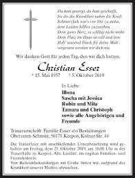 Matthias esser, andreas münzel, claudia vonstein. Traueranzeigen Von Christian Esser Wirtrauern