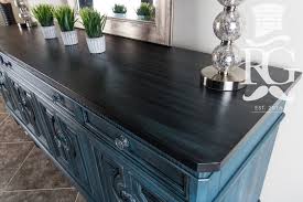 Credenza Buffet Top Painted In Annie Sloan Chalk Paint Aubusson Then Graphite Wash T Black Painted Furniture Diy Furniture Renovation Furniture Renovation