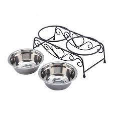 Walfront Stainless Steel Double Feeding Bowls Cats Dog Pet Water Food Feeder Dish With Retro Iron Stand Pet In 2020 Stainless Steel Dog Bowls Dog Bowls Dog Food Bowls
