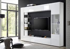 Parete Attrezzata Con Ribalta Vasistas E Colonna Con Vetrina Finitura Bianco Lucido Zcrpattbi2 Modern Tv Living Room Tv Cabinet Living Room Tv