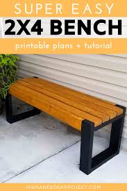 Simple 2x4 Bench Plans Build An Easy Modern Bench Wooden Bench Diy Diy Outdoor Furniture Wooden Bench Outdoor