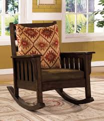 Cm Ac6401 Morrisville Mission Style Brown Microfiber Dark Oak Wood Finish Rocking Chair Upholstered Rocking Chairs Wooden Rocking Chairs Traditional Rocking Chairs