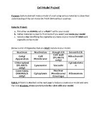 Check spelling or type a new query. Cell Model Project With Rubric By Science With Shmouni Tpt