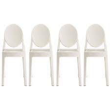 Nicer Furniture White Modern Victoria Polycarbonate Plastic Dining Chair White Plastic Dining Chairs Side Chair Dining Room