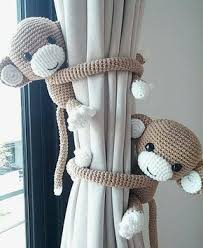 Singe Rideau Cravate En Arriere Coton Fil Crochet Singe Amigurumi In 2020 Crochet Monkey Crochet With Cotton Yarn Crochet Yarn