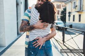 Now you can view, download & share love, kissing, hug, romantic, teddy & flower full hd pictures, wallpapers & quotes with. Romantic Couple Hugging On Sidewalk Caucasian Ethnicity Hipsters Stock Photo 199891816