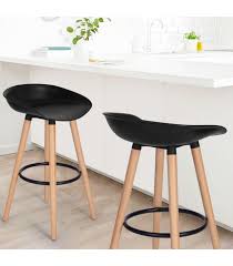 Création d'un tabouret de bar pour une cuisine. Tabouret De Bar Noir Avec Pieds En Hetre Lot De 2