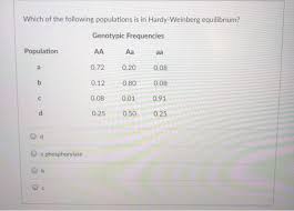 Marsh has both ali and holmes with him. Solved Which Of The Following Populations Is In Hardy Wei Chegg Com