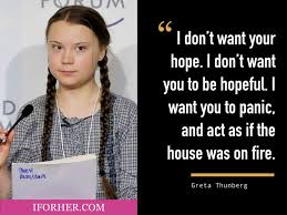 Greta Thunberg Quotes Climate Change I Don T Want Your Hope I Don T Want You To Be Hopeful I Want You To Panic And In 2020 Powerful Quotes Best Quotes Climate Change