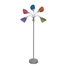 Hampton Bay 67 In Silver 5 Arm Floor Lamp With Multi Color Shade Fl 0002r The Home Depot Color Floor Lamp Arm Floor Lamp Silver Floor Lamp