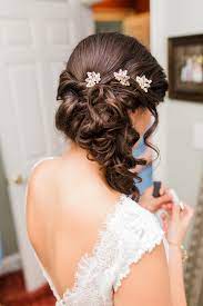 Bridal Hair Side Swept Partial Up Do With Pins Bridal Hair Side Swept Wedding Hair Side Side Swept Hairstyles