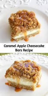 Caramel Apple Cheesecake Bars Recipe These Creamy Caramel Apple Cheesecake Bars Start W Cheesecake Bar Recipes Dessert Recipes Caramel Apple Cheesecake Bars