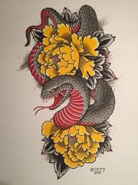 Image Result For Traditional Japanese Snake Flower Tattoo Japanese Tattoo Japanese Tattoo Art Japanese Snake Tattoo