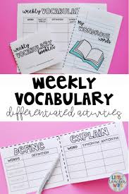 Weekly Vocabulary Activities Easily Differentiated Teaching Reading Skills Vocabulary Vocabulary Activities