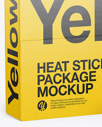 Download Heat Sticks Package Mockup In Box Mockups On Yellow Images Object Mockups PSD Mockup Templates