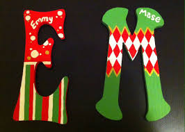 Hand Painted Wooden Christmas Letters Hand Painted Ornaments Christmas Lettering Letter Ornaments