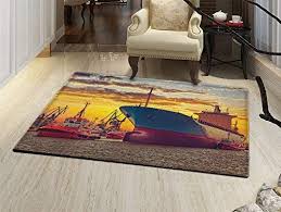 Amazon Com Smallbeefly Nautical Bath Mats Carpet Giant Transportation Ship Escorting Tugs Leaving Port City Water Nautical Bath Nautical Bath Mats Floor Mats
