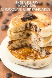 Healthy Fluffy Low Carb Chocolate Chip Pancakes Recipe Low Carb Pancakes Low Carb Chocolate Low Carb Recipes