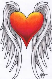 Red And Orange Heart With Clear Wings Heart With Wings Tattoo Heart Tattoo Designs Wings Drawing