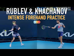 Karen khachanov forehand karen is 6'6 and has one of the fearsome forehands on the tour. Andrey Rublev Forehand Practice With Karen Khachanov Australian Open 2021 Youtube