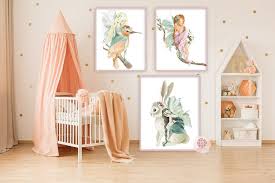 3 Fairy Print Baby Girl Nursery Wall Art Print Ethereal Enchanted Garden Fairies Whimsical Bohemian Prints Printable Decor Baby Girl Nursery Wall Art Girl Nursery Wall Girl Nursery