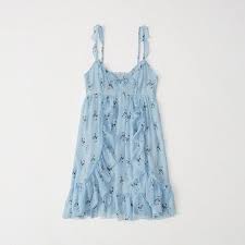 Abercrombie Fitch Ruffle Babydoll Dress 58 Liked On Polyvore Featuring Dresses Light Blue Floral Fl Skinny Clothes Blue Chiffon Dresses Clothes Design