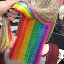 Hidden Rainbow Hair Color Credit Spookyruno Rainbow Hair Color Hair Styles Hidden Rainbow Hair