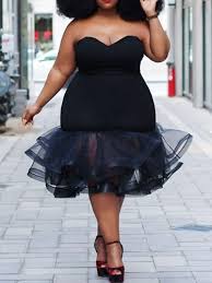 Plus Size Mid Calf Mesh Sleeveless Plain Strapless Dress Shopinzar Com Women Bodycon Dress African Fashion Dresses Fashion