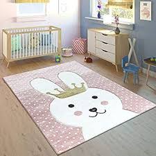 Kinderteppich Kinderzimmer Konturenschnitt Gepunktet Hase Krone Pastell Rosa Grosse 120x170 Cm Kinderteppiche Kinder Zimmer Babyzimmer Wandgestaltung