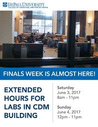 Ques.is depaul university a good grad school? Depaul University College Of Computing And Digital Media Cdm Next Weekend Cdm Lab Hours Will Be Extended To Help You Prep For Whispers Finals Facebook